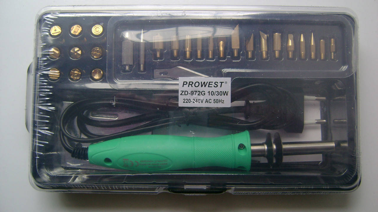 ZD-972G, Набор паяльник-выжигатель + 26 насадок 220V, 10-30 Вт в кейсе
ZD-972G, Набор паяльник-выжигатель + 26 насадок 220V, 10-30 Вт в кейсе