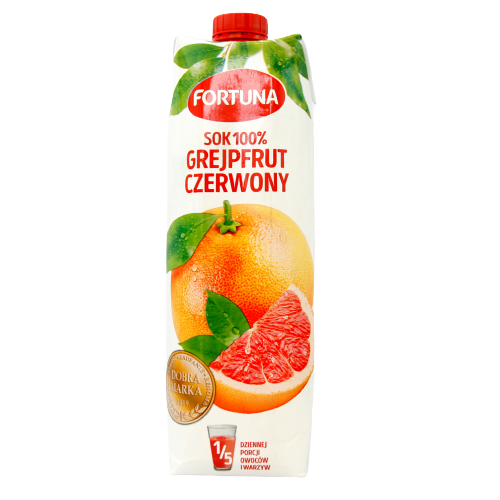 Сік Фортуна грейпфрутовий Fortuna grejpfrut czerwony sok 100% 1L 12шт/ящ (Код : 00-00011806)
Сік Фортуна грейпфрутовий Fortuna grejpfrut czerwony sok 100% 1L 12шт/ящ (Код : 00-00011806)