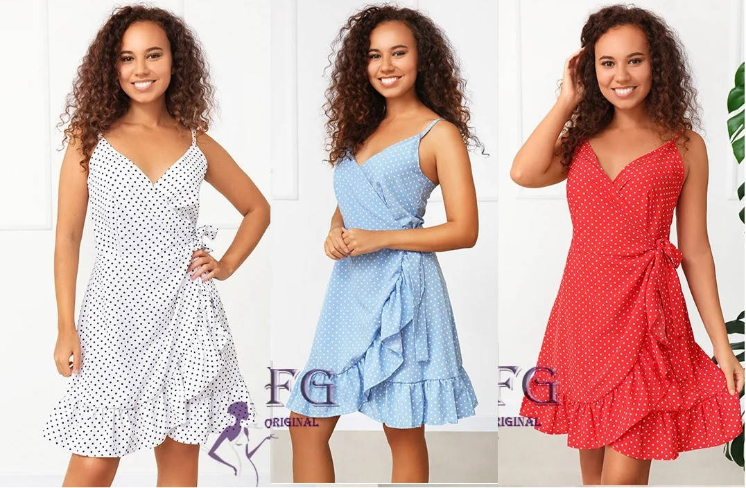 Женский летний сарафан на запах в горошек "Lolita" белый, голубой, красный голубой, 46/48
Женский летний сарафан на запах в горошек "Lolita" белый, голубой, красный голубой, 46/48