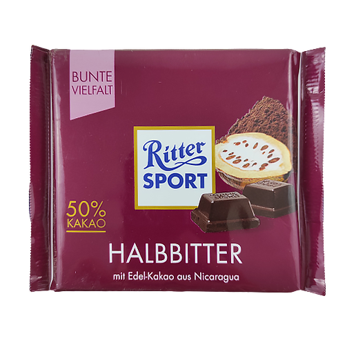 Шоколад Ріттер Спорт чорний шоколад Ritter Sport halbbitter 100g 80шт/ящ (Код : 00-00003526)
Шоколад Ріттер Спорт чорний шоколад Ritter Sport halbbitter 100g 80шт/ящ (Код : 00-00003526)