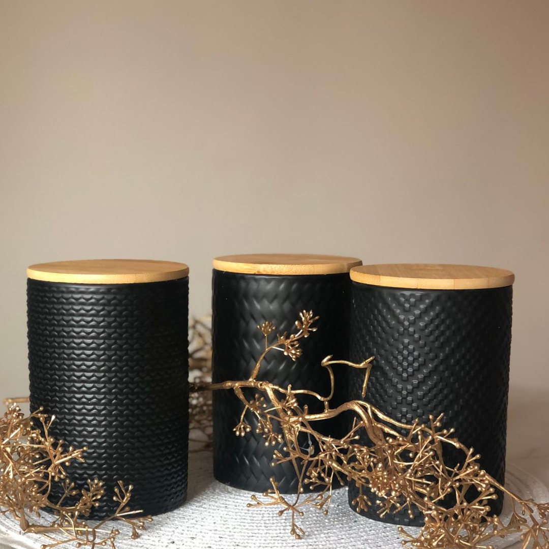 Черные керамические банки для хранения набор Модерн 3шт*650 мл, Черный
Черные керамические банки для хранения набор Модерн 3шт*650 мл, Черный