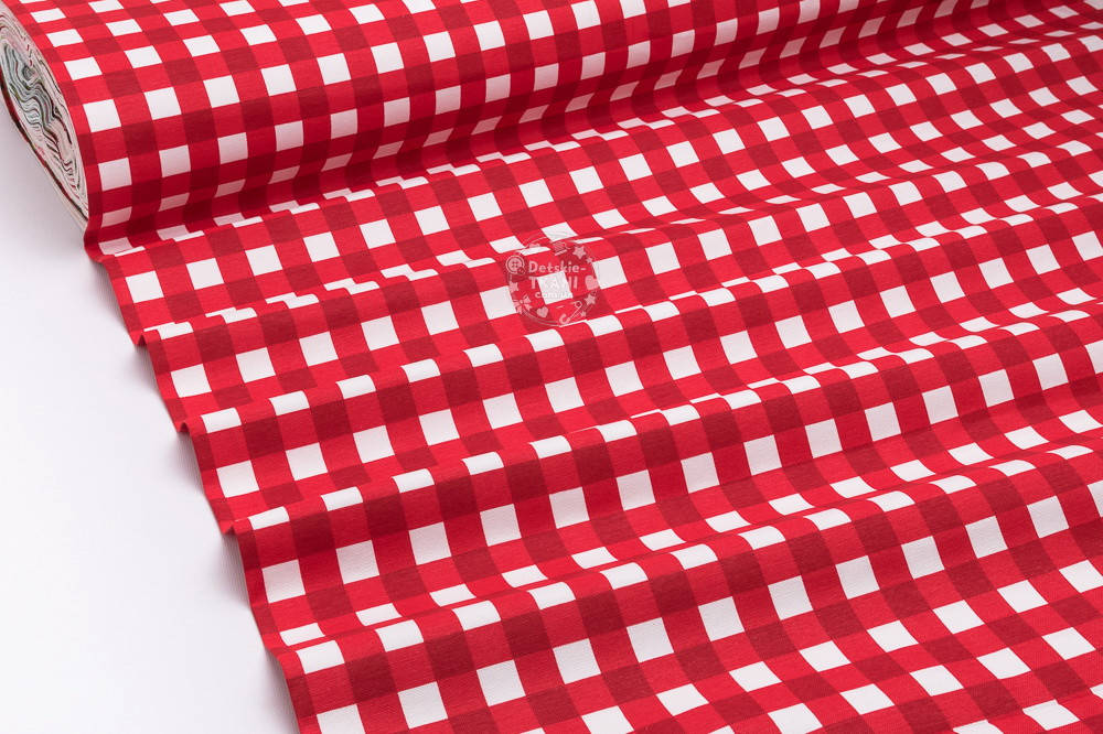 Ткань Duck с большой красной клеточкой, Красный
