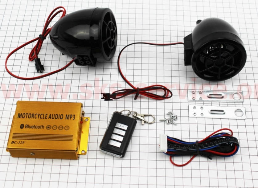 АУДИО-блок (Bluetooth, МРЗ-USB/SD, FM-радио, пультДУ, сигнализация) + колонки 2шт (черные)
АУДИО-блок (Bluetooth, МРЗ-USB/SD, FM-радио, пультДУ, сигнализация) + колонки 2шт (черные)