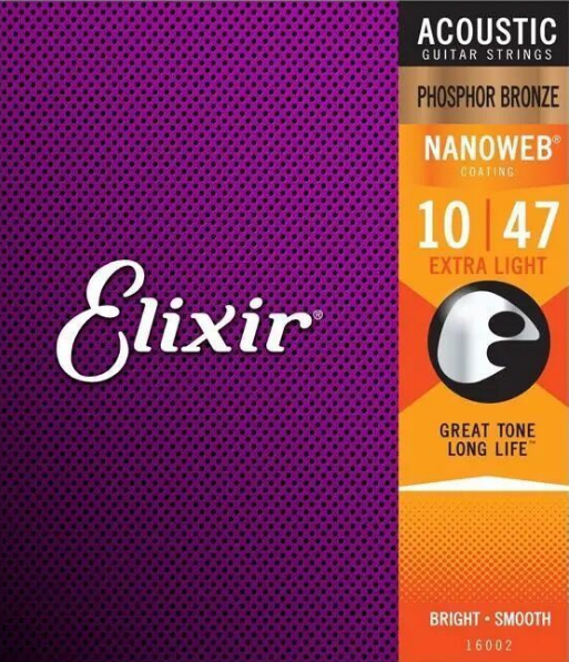 Струны для акустической гитары Elixir 16002 Nanoweb Acoustic Extra Light 10/47 Bright Smooth
Струны для акустической гитары Elixir 16002 Nanoweb Acoustic Extra Light 10/47 Bright Smooth