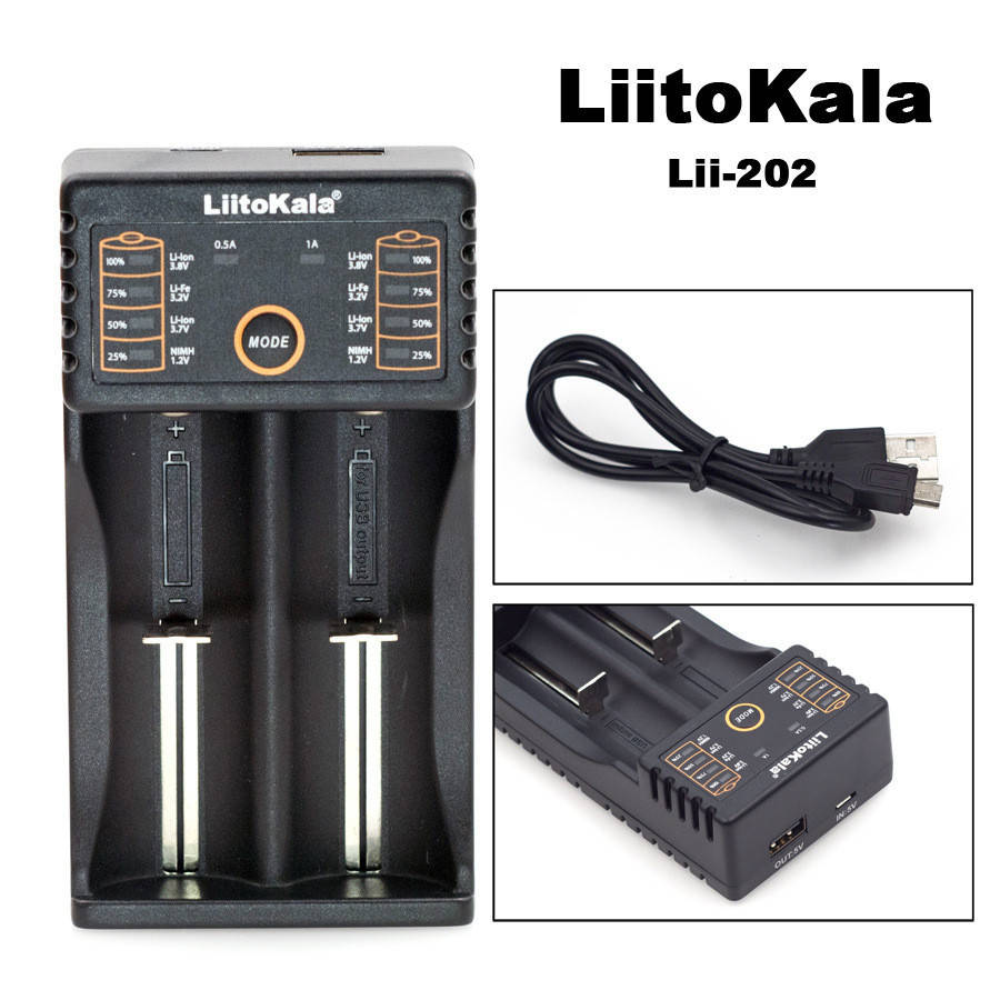 Универсальное зарядное устройство / повербанк LiitoKala Lii-202 / Varicore V20i (2 x 18650 / 26650 / AA / AAA)
Универсальное зарядное устройство / повербанк LiitoKala Lii-202 / Varicore V20i (2 x 18650 / 26650 / AA / AAA)