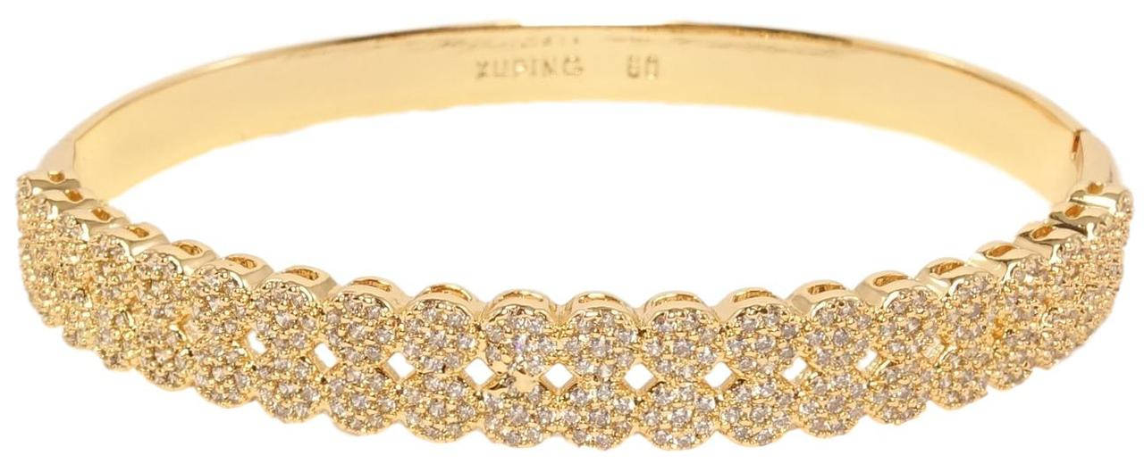 Браслет XP Позолота 18K "Кружочки цирконий в два ряда" ø 6,5см