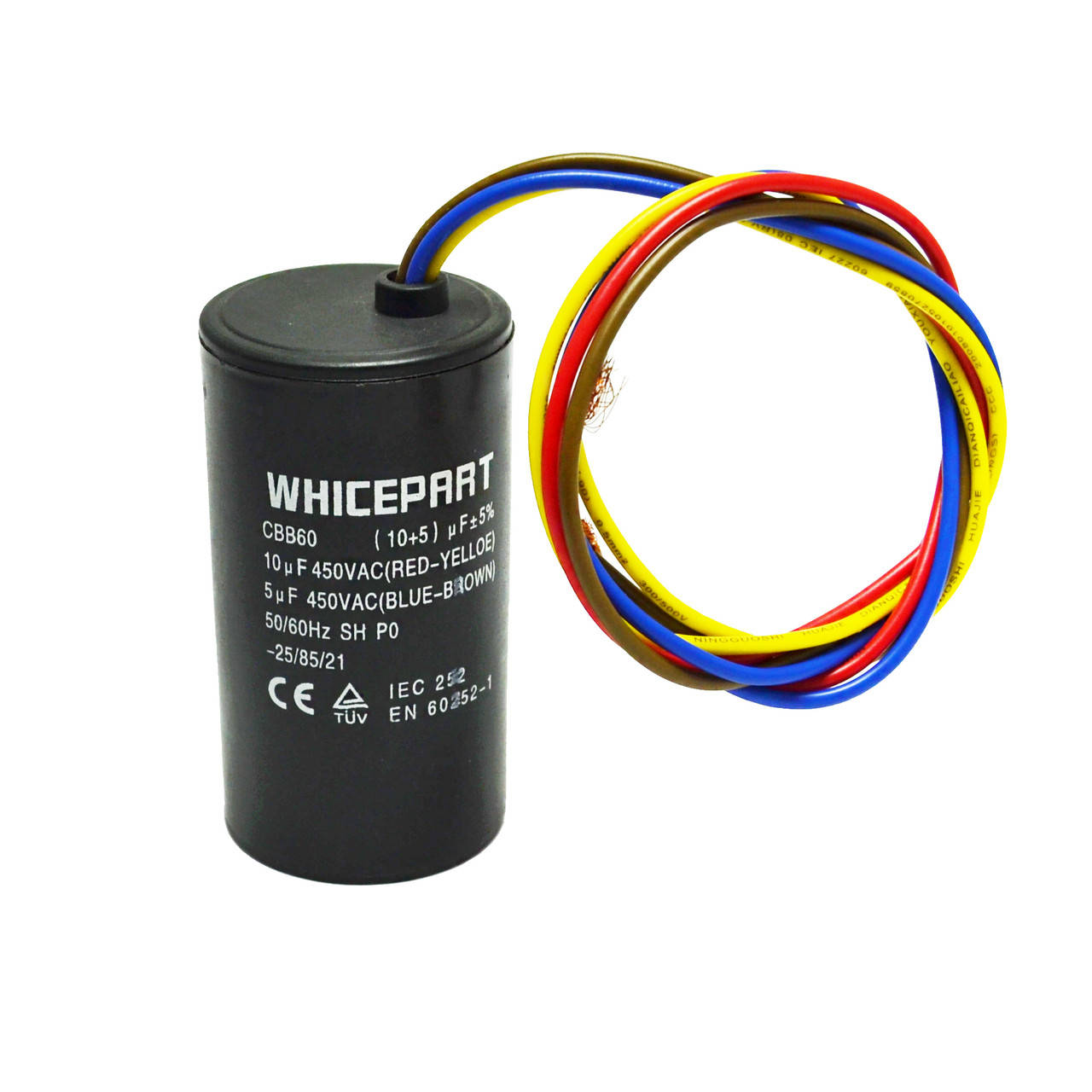 Конденсатор двойной Whicepart CBB60 10+5 мкФ для стиральной машины полуавтомат типа Saturn
Конденсатор двойной Whicepart CBB60 10+5 мкФ для стиральной машины полуавтомат типа Saturn