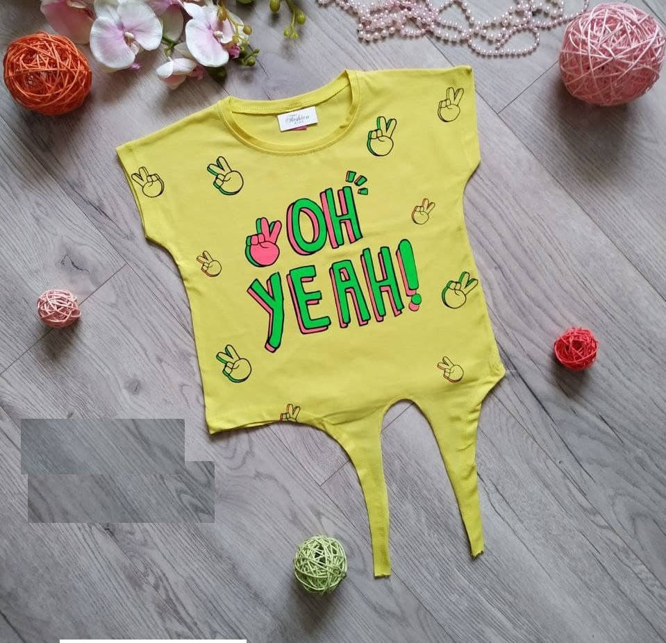 Футболка- топ на завязках для девочки 9-12 лет 140, Желтый 
Футболка- топ на завязках для девочки 9-12 лет 140, Желтый