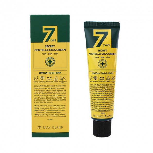 Восстанавливающий крем для проблемной кожи May Island 7 Days Secret Centella Cica Cream AHA/BHA/PHA 50ml
Восстанавливающий крем для проблемной кожи May Island 7 Days Secret Centella Cica Cream AHA/BHA/PHA 50ml