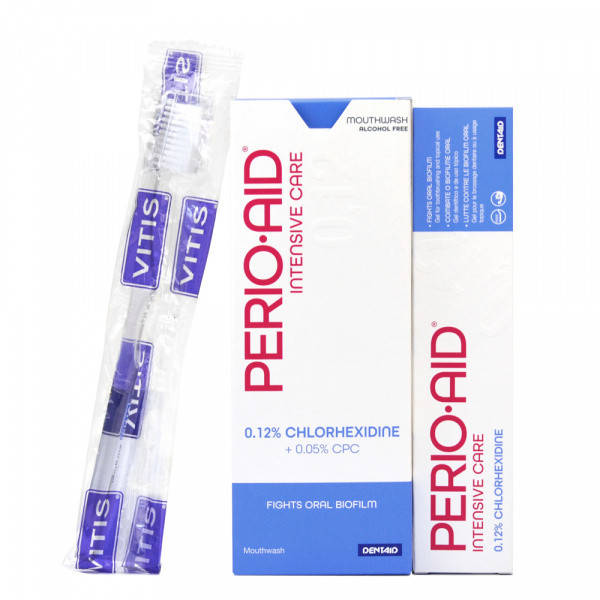 PERIO-AID 0.12% комплект: ополаскиватель 500 мл, гель-паста 75 мл, щетка VITIS SURGICAL CAMPAING
PERIO-AID 0.12% комплект: ополаскиватель 500 мл, гель-паста 75 мл, щетка VITIS SURGICAL CAMPAING