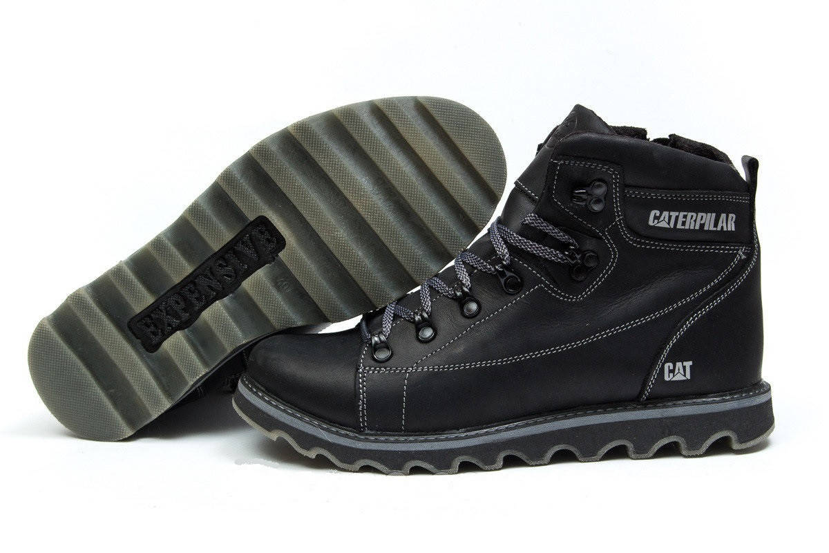 Ботинки кожаные зимние CAT Rider Nubuck Black, Черный