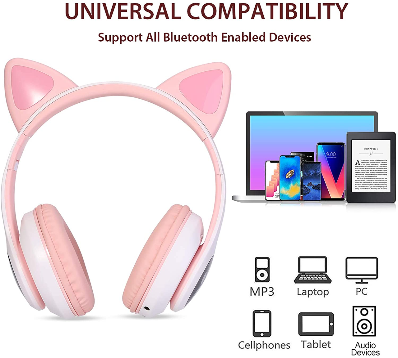 Детские беспроводные блютуз наушники STN-28 Bluetooth-28 Bluetooth со светящимися кошачьими ушками розовые, Розовый
Детские беспроводные блютуз наушники STN-28 Bluetooth-28 Bluetooth со светящимися кошачьими ушками розовые, Розовый