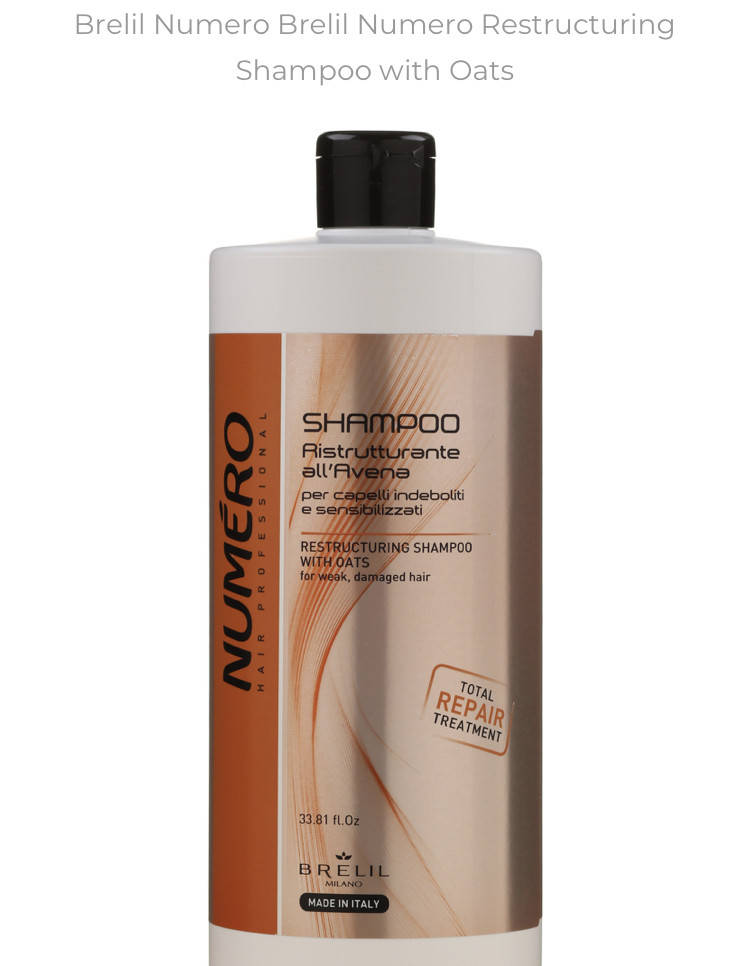 Восстанавливающий шампунь для волос с экстрактом овса Brelil Numero Restructuring Shampoo with Oat 1000мл
Восстанавливающий шампунь для волос с экстрактом овса Brelil Numero Restructuring Shampoo with Oat 1000мл
