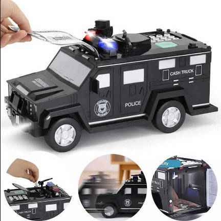 Сейф Копилка с кодовым замком и купюроприёмником POLICE, Черный
