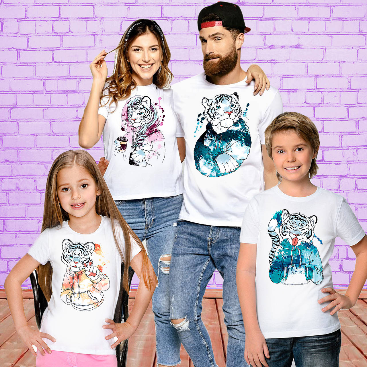 Футболки новогодние Фэмили Лук Family Look для всей семьи "Тигры в толстовках" Push IT 
Футболки новогодние Фэмили Лук Family Look для всей семьи "Тигры в толстовках" Push IT