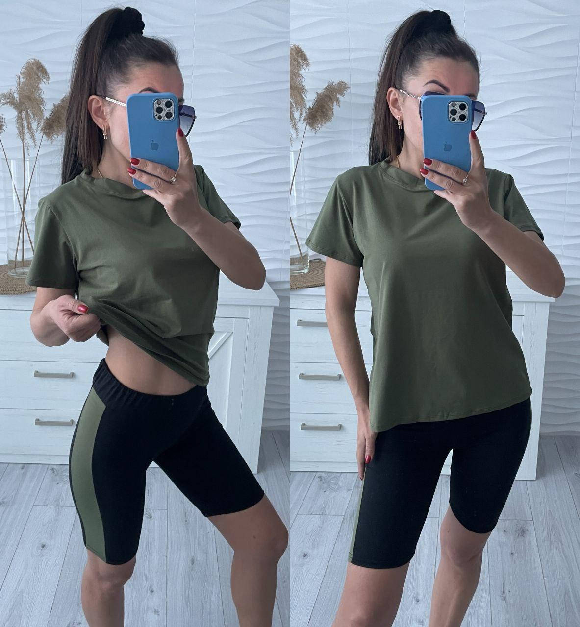 Женский летний костюм двойка футболка + шорты , женский костюм двойка шортики с футболкой, Хаки
Женский летний костюм двойка футболка + шорты , женский костюм двойка шортики с футболкой, Хаки