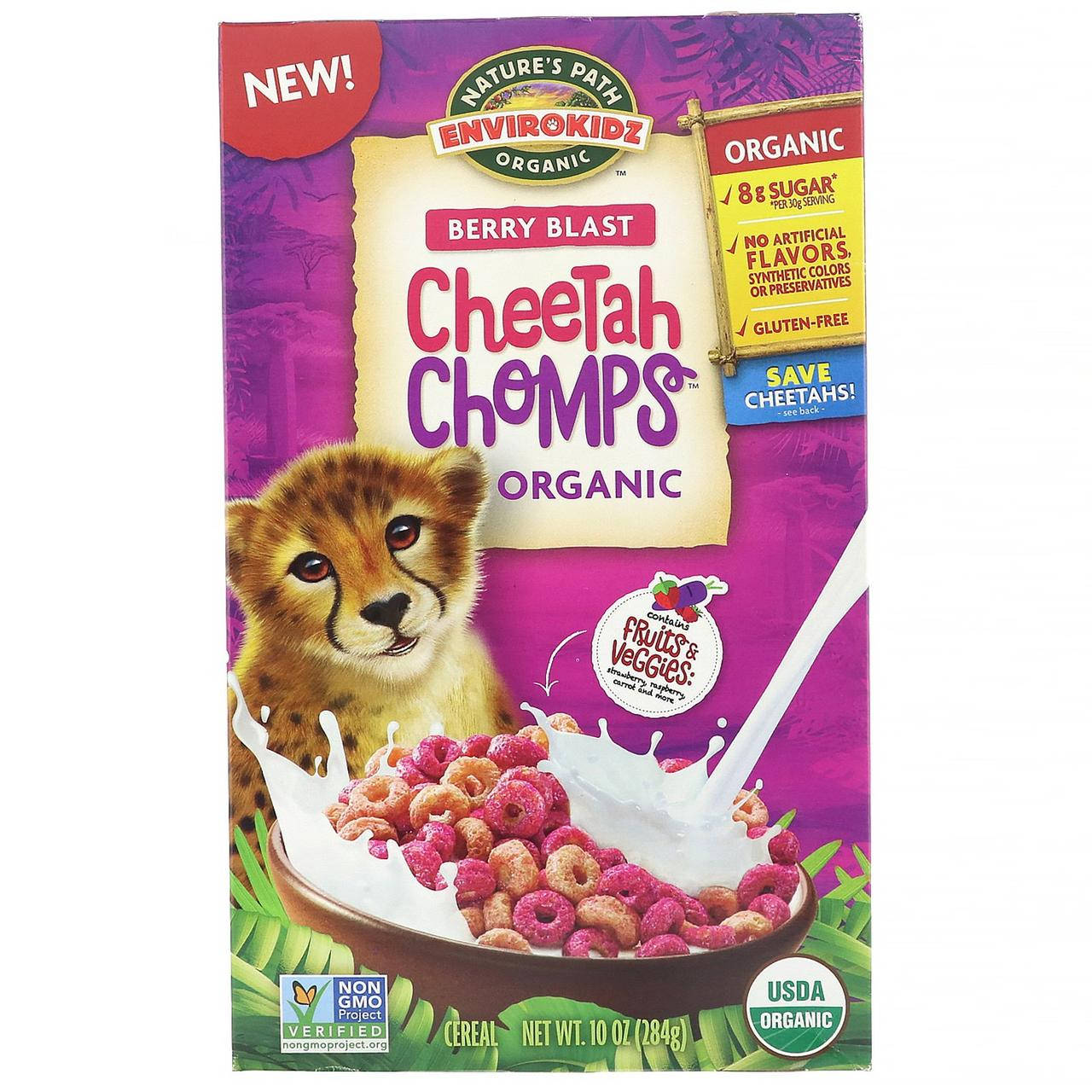 Nature's Path, Envirokidz, Cheetah Chomps, органический сухой завтрак, ягодное ассорти, 284 г (10 унций),,
Nature's Path, Envirokidz, Cheetah Chomps, органический сухой завтрак, ягодное ассорти, 284 г (10 унций),,