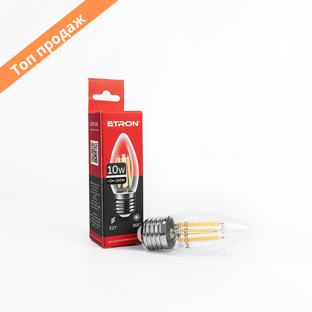 LED лампа ETRON Filament С37 свеча E27 10W 10вт 4200K дневной светодиодная лампочка лед филамент прозрачная
LED лампа ETRON Filament С37 свеча E27 10W 10вт 4200K дневной светодиодная лампочка лед филамент прозрачная