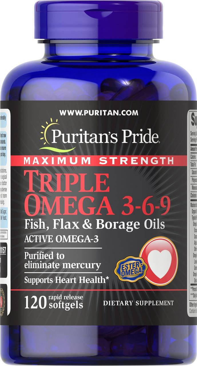 Омега-3-6-9 с маслом льна и Огуречника Puritan's Pride Triple Omega 3-6-9 Fish Flax and Borage Oils 120 капс.
Омега-3-6-9 с маслом льна и Огуречника Puritan's Pride Triple Omega 3-6-9 Fish Flax and Borage Oils 120 капс.