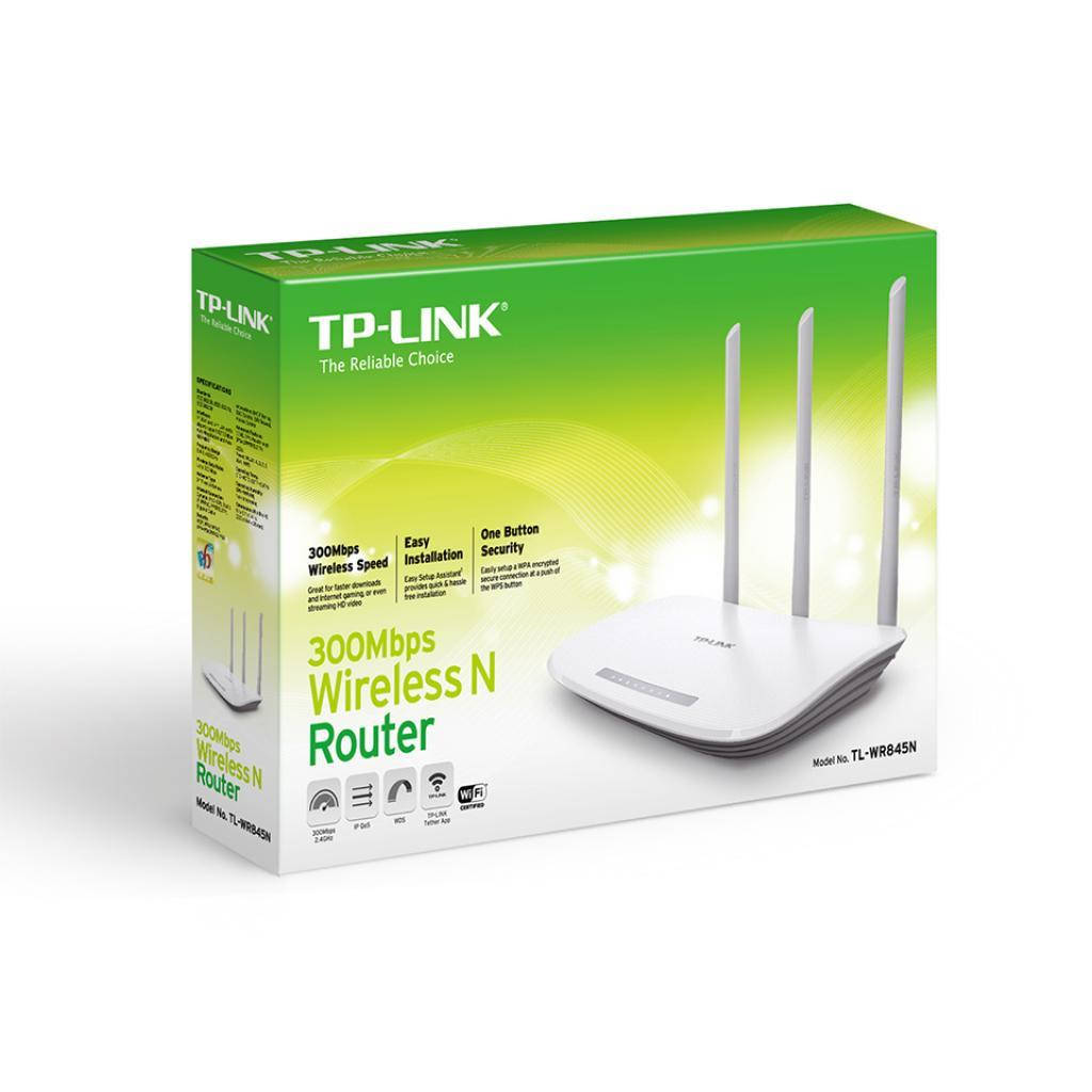 Маршрутизатор Wi-Fi TP-LINK TL-WR845N до 300Mbit/s, 802.1 b/n/g, 4x10/100TX, на 3-ри антени
Маршрутизатор Wi-Fi TP-LINK TL-WR845N до 300Mbit/s, 802.1 b/n/g, 4x10/100TX, на 3-ри антени
