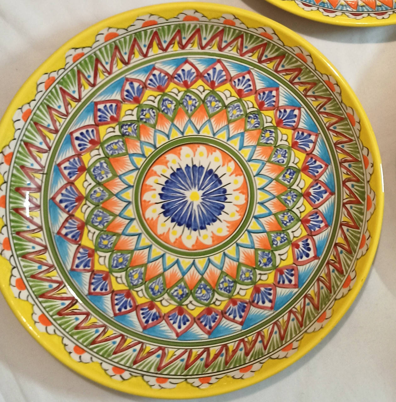 Ляган (тарелка) узбекских мастеров, диаметр 38см. (01), Желтый 
Ляган (тарелка) узбекских мастеров, диаметр 38см. (01), Желтый