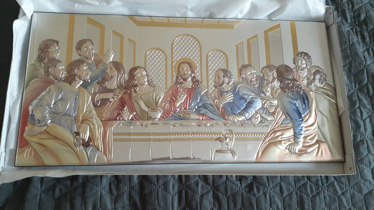 Ікона срібна Таємна Вечеря 65х32см 
Ікона срібна Таємна Вечеря 65х32см