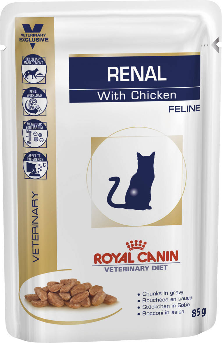 Влажный корм для взрослых кошек ROYAL CANIN RENAL FELINE CHICKEN Pouches 0.085 кг x 12 шт.
Влажный корм для взрослых кошек ROYAL CANIN RENAL FELINE CHICKEN Pouches 0.085 кг x 12 шт.