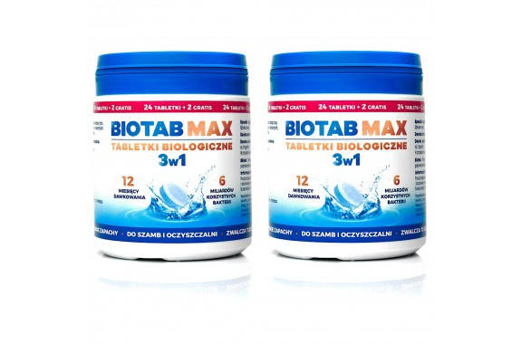 BioTab MAX 3в1 (на два года) биологические таблетки для септиков и очистных сооружений 48 таб+4 шт. в подарок
BioTab MAX 3в1 (на два года) биологические таблетки для септиков и очистных сооружений 48 таб+4 шт. в подарок