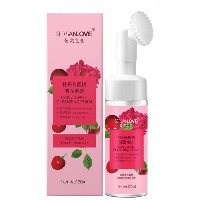 Пенка-мусс с щеточкой для умывания Sersanlove Peony Cherry Cleansing Foam с экстрактом вишни и пиона, 120мл
Пенка-мусс с щеточкой для умывания Sersanlove Peony Cherry Cleansing Foam с экстрактом вишни и пиона, 120мл