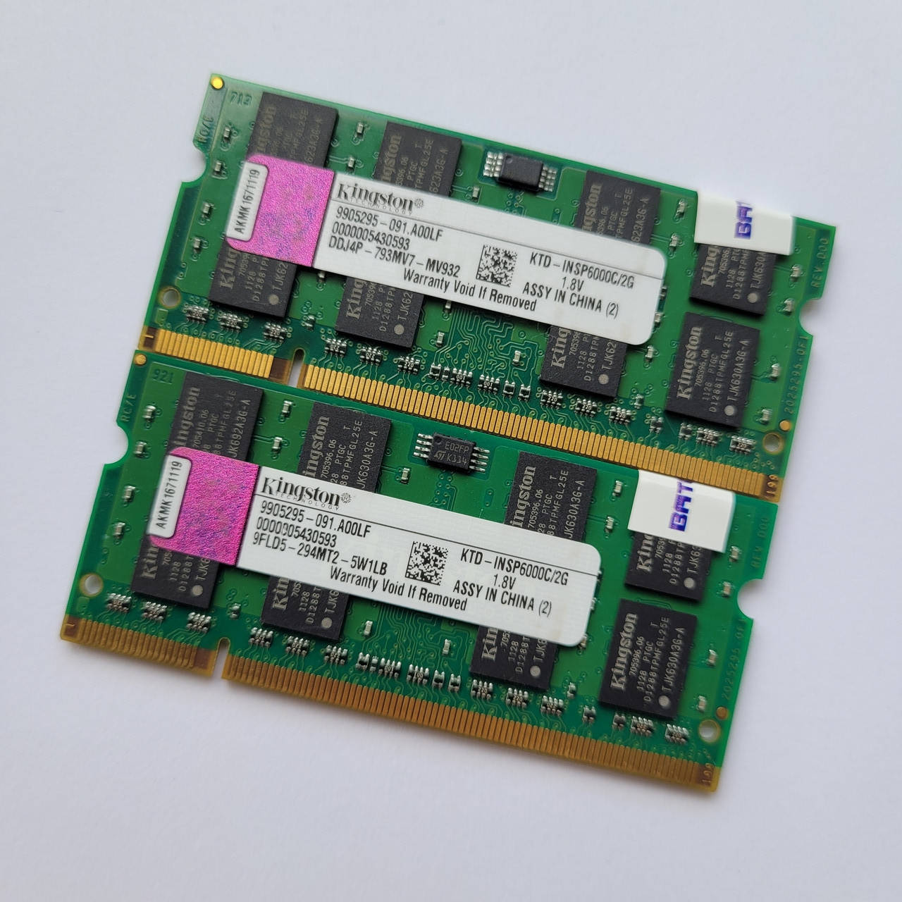 Пара оперативной памяти для ноутбука Kingston SODIMM DDR2 4Gb (2Gb+2Gb) 800MHz 6400S CL6 (KTD-INSP6000C/2) Б/У
Пара оперативной памяти для ноутбука Kingston SODIMM DDR2 4Gb (2Gb+2Gb) 800MHz 6400S CL6 (KTD-INSP6000C/2) Б/У