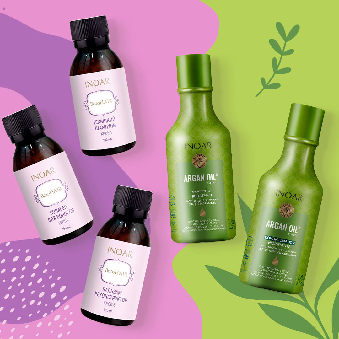 Ботекс для волос набор Inoar BotoHair 100 ml на 4 процедуры (shmp/100ml + collagen/100ml + balm/100ml) + Inoar Duo Argan Oil
Ботекс для волос набор Inoar BotoHair 100 ml на 4 процедуры (shmp/100ml + collagen/100ml + balm/100ml) + Inoar Duo Argan Oil