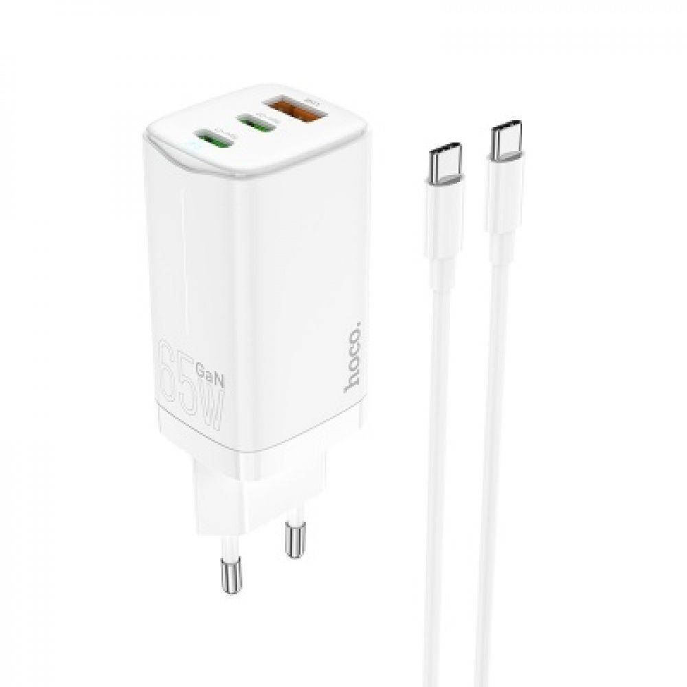 Сетевое зарядное устройство с поддержкой быстрой зарядки Hoco N16 1xUSB/2xUSB-C 65W + Type-C to Type-C Cable, Белый
Сетевое зарядное устройство с поддержкой быстрой зарядки Hoco N16 1xUSB/2xUSB-C 65W + Type-C to Type-C Cable, Белый