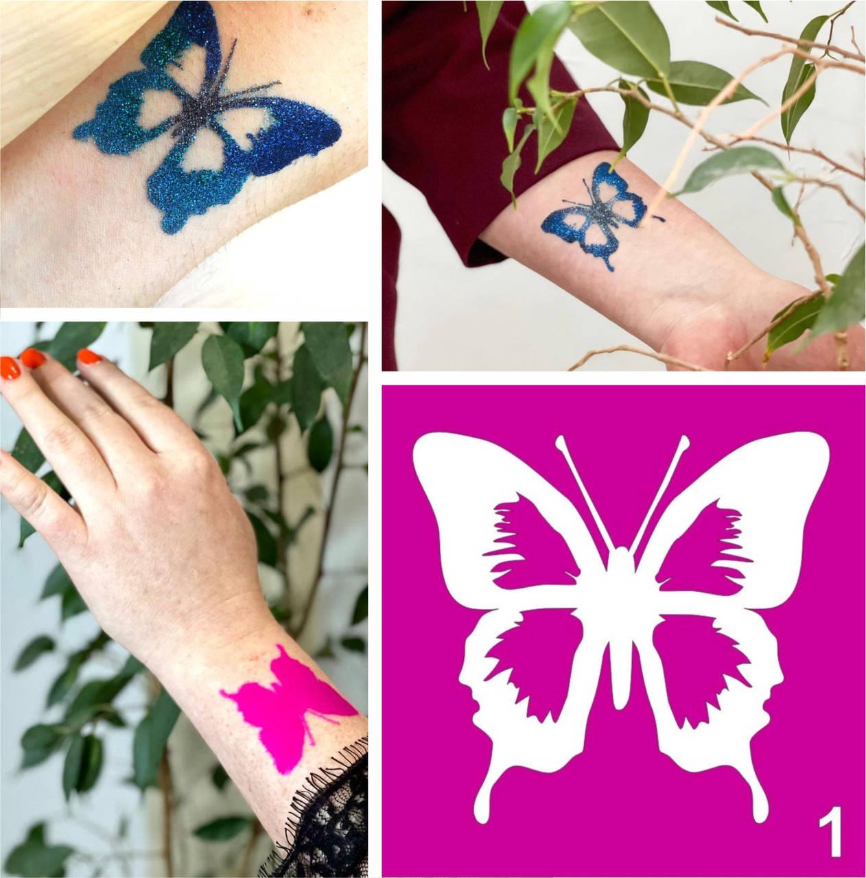 Трафарет бабочка для био-тату хной, блеск тату Boni Kasel № 1 
Трафарет бабочка для био-тату хной, блеск тату Boni Kasel № 1