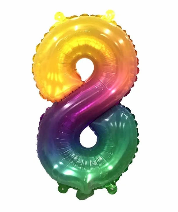 Шар цифра "8" омбре радуга двухсторонняя, 35 см
Шар цифра "8" омбре радуга двухсторонняя, 35 см