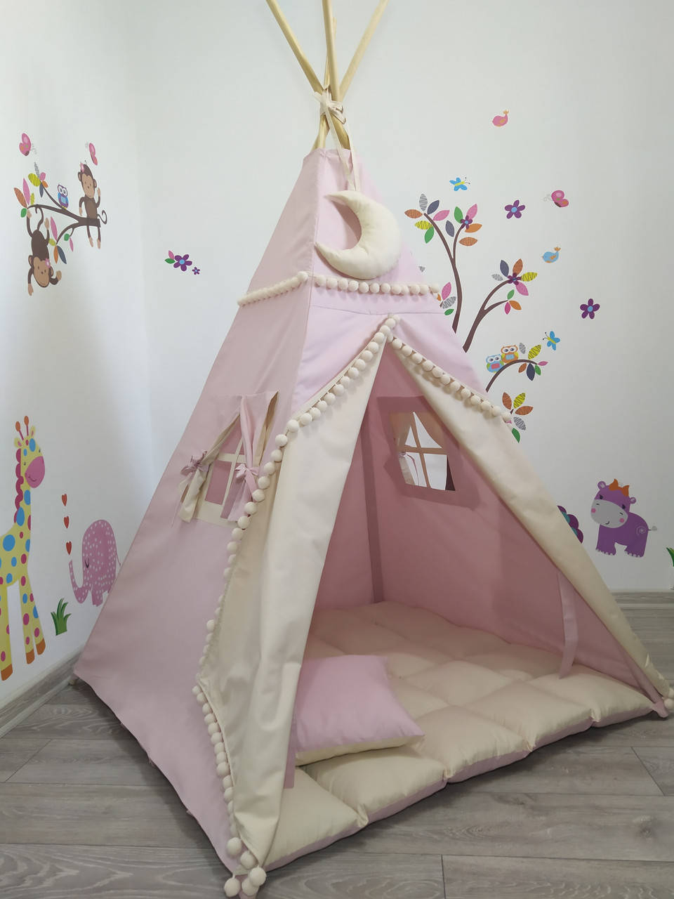 Вигвам для девочки Полный комплект с мягким ковриком подушечками "Пудрово-розовый с бежевым"
Вигвам для девочки Полный комплект с мягким ковриком подушечками "Пудрово-розовый с бежевым"