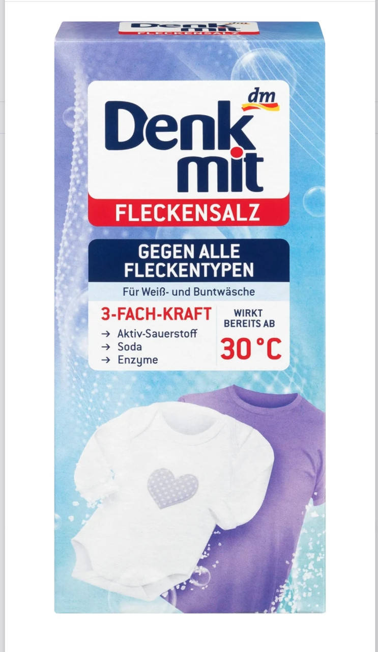 Сіль для виведення плям - Denkmit fleckensalz. 500 г
Сіль для виведення плям - Denkmit fleckensalz. 500 г