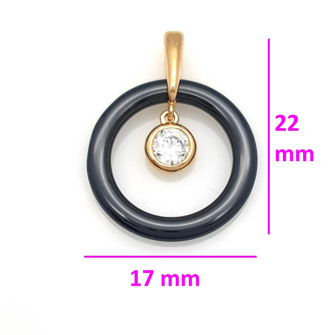 Кулон Круг из черной керамики и вставкой циркония, медзолото
Кулон Круг из черной керамики и вставкой циркония, медзолото