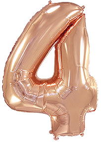 Фольгированная цифра 4 розовое золото, 40" (102 см) Flexmetal