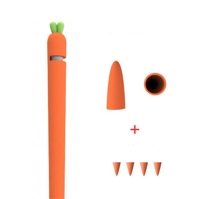 Силиконовый чехол со сменными наконечниками для Apple Pencil 1 STR Carrot Pencil Case - Orange, Оранжевый 
Силиконовый чехол со сменными наконечниками для Apple Pencil 1 STR Carrot Pencil Case - Orange, Оранжевый