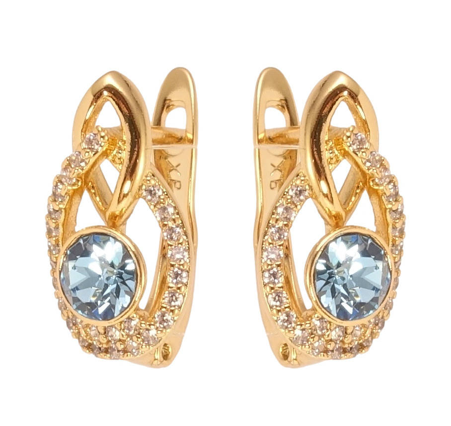 Серьги Xuping Позолота 18K с кр-ми Swarovski английский замок "Элегантность с кристаллами Aquamarine и
Серьги Xuping Позолота 18K с кр-ми Swarovski английский замок "Элегантность с кристаллами Aquamarine и