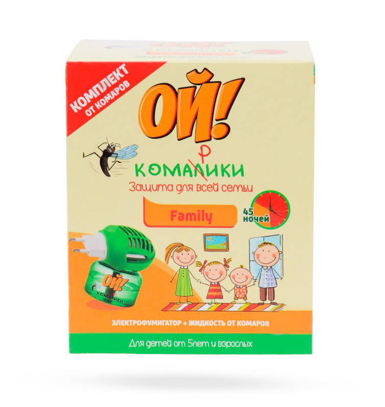 Комплект для защиты от комаров Ой! Комарики Family электрофумигатор + жидкость от комаров 30 мл
Комплект для защиты от комаров Ой! Комарики Family электрофумигатор + жидкость от комаров 30 мл