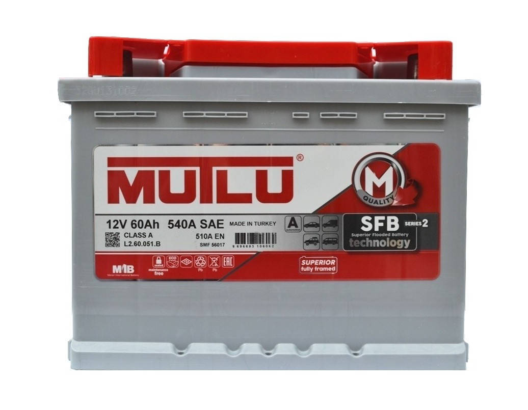 Аккумулятор MUTLU SFB S2 6CT-60Ah/540A L+ LB2.60.051.B Автомобильный (МУТЛУ) АКБ Турция НДС
Аккумулятор MUTLU SFB S2 6CT-60Ah/540A L+ LB2.60.051.B Автомобильный (МУТЛУ) АКБ Турция НДС