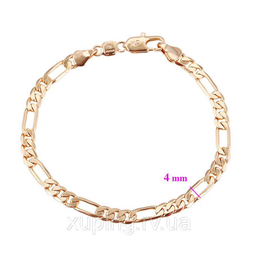 Браслет плетение Фигаро, p. 18,5 позолоченная бижутерия, 18К 
Браслет плетение Фигаро, p. 18,5 позолоченная бижутерия, 18К