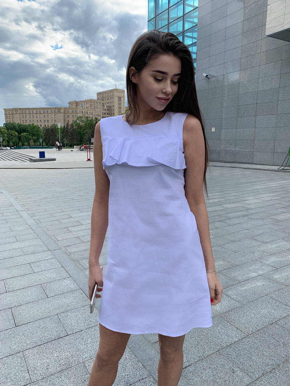 Женское летнее платье с рюшей 42-44, Белый
Женское летнее платье с рюшей 42-44, Белый