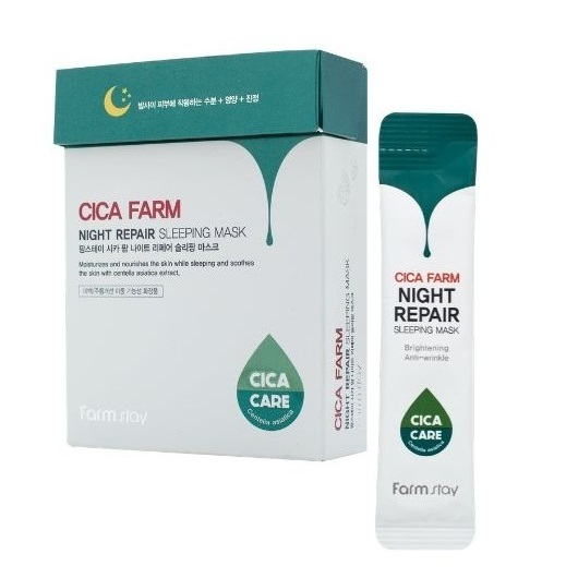 Ночная маска с центеллой восстанавливающая FarmStay Cica Farm Night Repair Sleeping Mask 4мл
Ночная маска с центеллой восстанавливающая FarmStay Cica Farm Night Repair Sleeping Mask 4мл