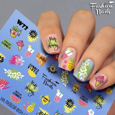Слайдер-дизайн наклейки на ногти для маникюра водные Fashion Nails W72 фрукты,мороженое, Желтый
Слайдер-дизайн наклейки на ногти для маникюра водные Fashion Nails W72 фрукты,мороженое, Желтый