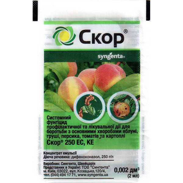 Фунгицид "Скор" для персика, картофеля, томатов, яблони, груши, моркови, 2 мл, от Syngenta (оригинал)
Фунгицид "Скор" для персика, картофеля, томатов, яблони, груши, моркови, 2 мл, от Syngenta (оригинал)