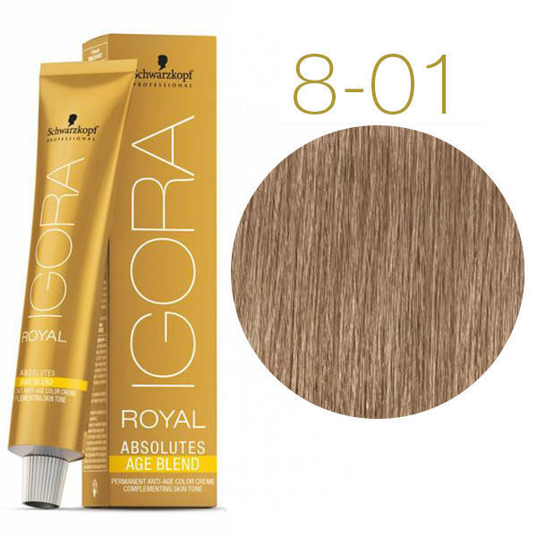 Schwarzkopf крем-краска Igora Royal Absolutes 100% Закрашивания седых волос 8-01 светло-русый нат
Schwarzkopf крем-краска Igora Royal Absolutes 100% Закрашивания седых волос 8-01 светло-русый нат