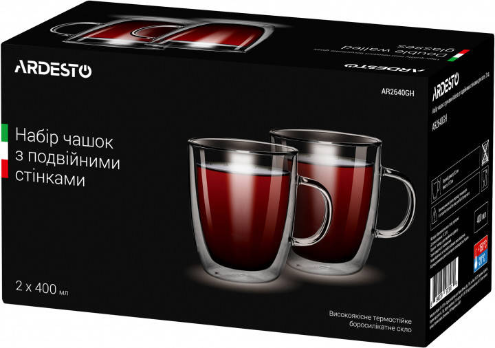 Набор чашек для латте с двойными стенками (двойным дном) Ardesto 2 шт х 400 мл (AR2640GH), Прозрачный
Набор чашек для латте с двойными стенками (двойным дном) Ardesto 2 шт х 400 мл (AR2640GH), Прозрачный