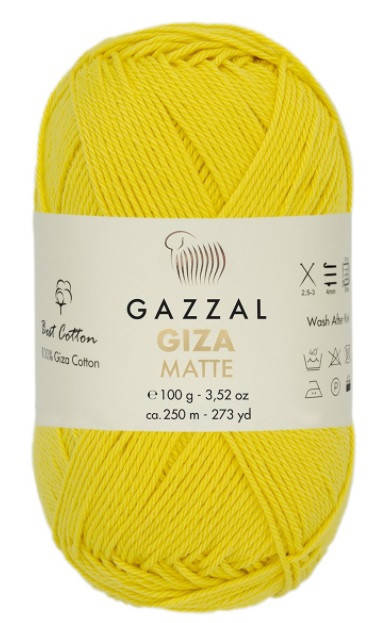Gazzal Giza Matte (Газзал Гиза Матте) № 5583 желтый (Пряжа хлопок, нитки для вязания)
Gazzal Giza Matte (Газзал Гиза Матте) № 5583 желтый (Пряжа хлопок, нитки для вязания)